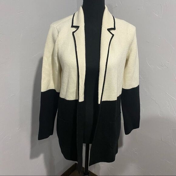TALBOTS MILANO STITCH SWEATER JACKET - COLORBLOCK​​​​​​​ - Picture 1 of 8